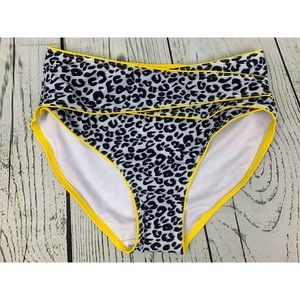 Women High Waisted Bikini Bottom Retro Ruched Swim Short Shirred Large